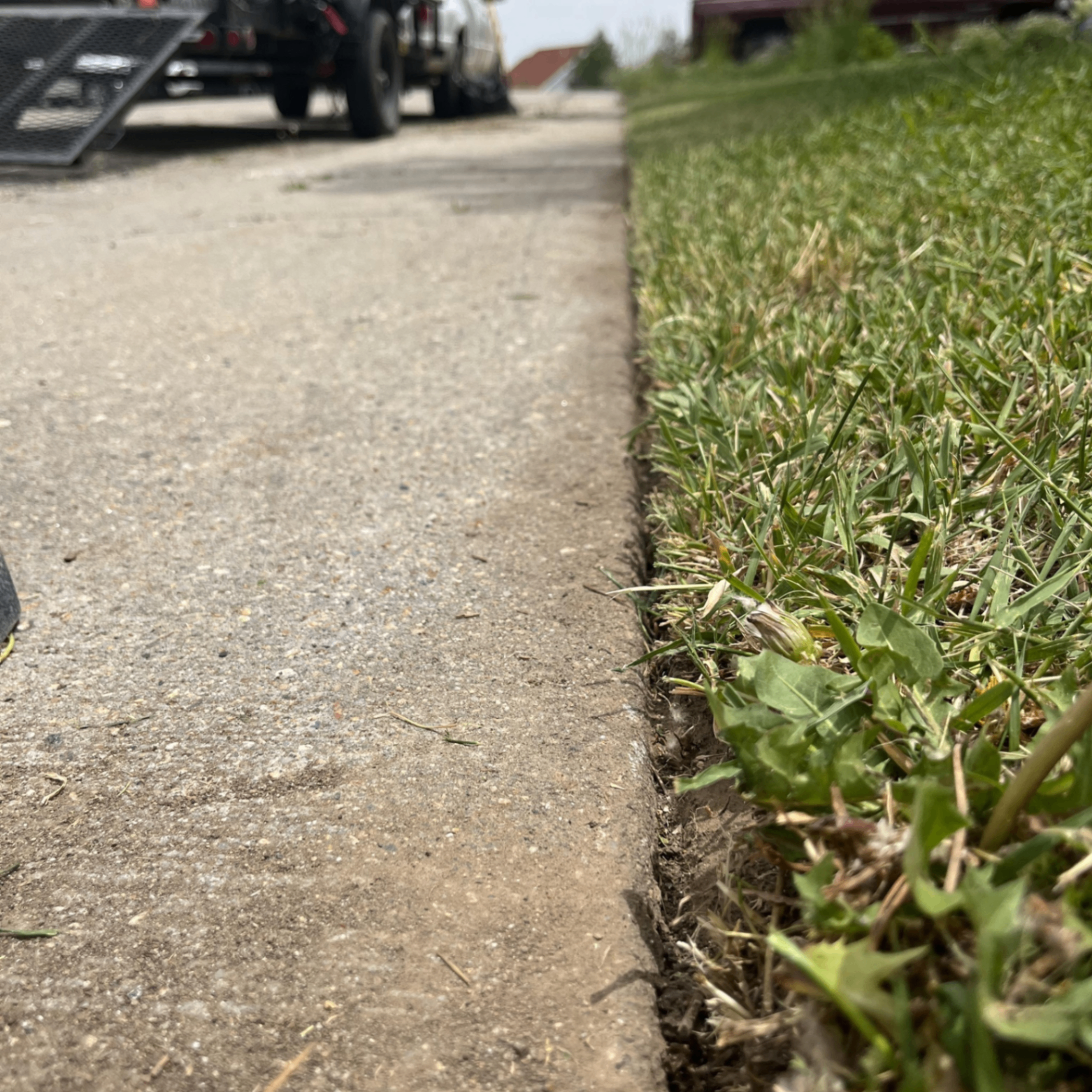 Crisp lawn edging along a sidewalk