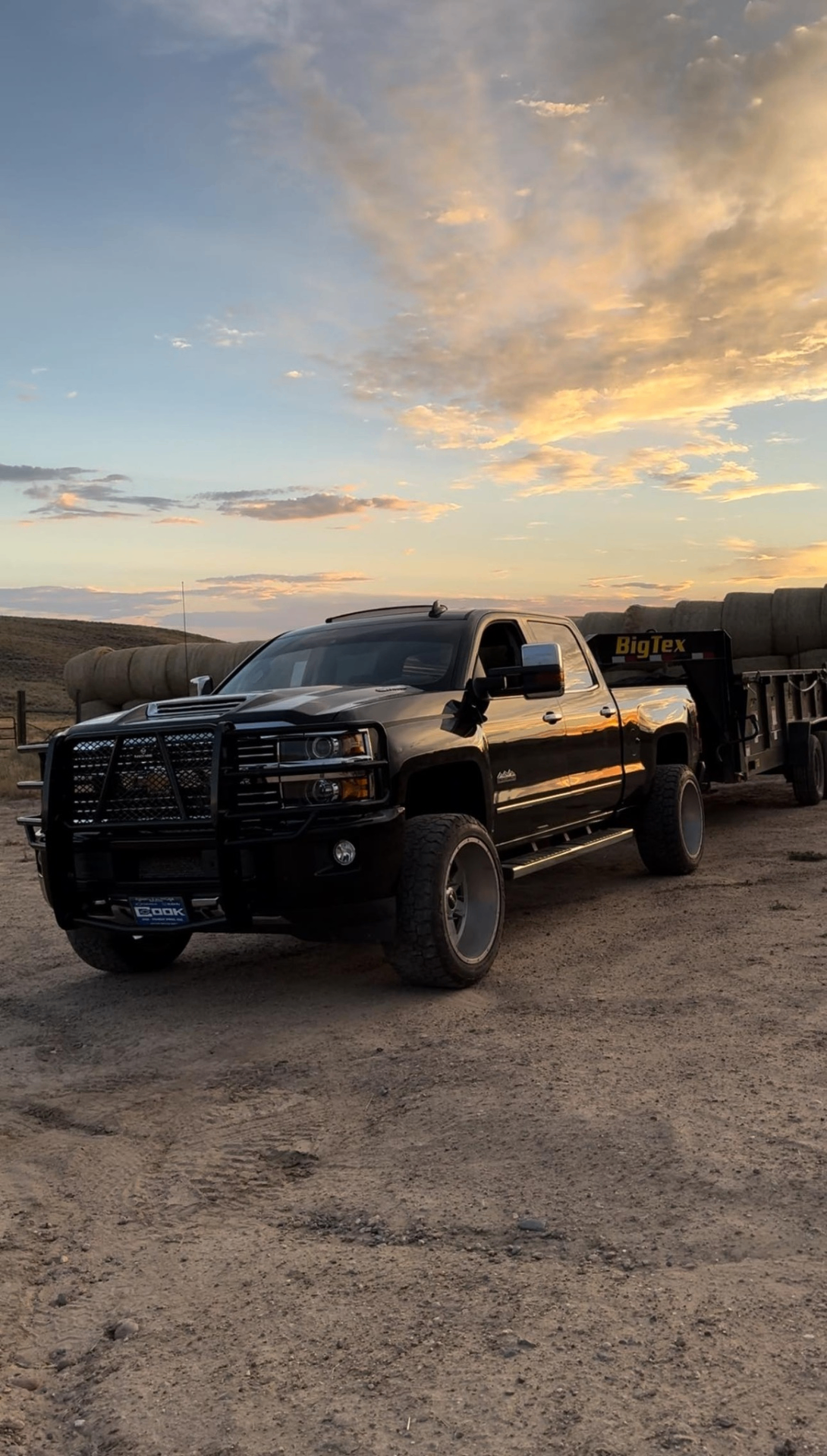 NWC Landwork truck and trailer at sunset
